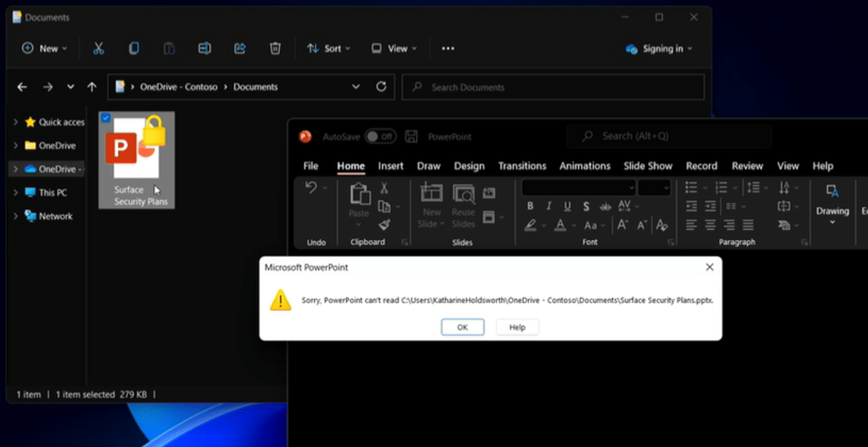 Captura de pantalla - No se puede acceder al fichero gracias a PED