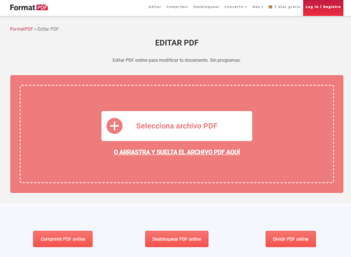 Editores de PDF online: FormatPDF